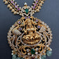 Goddess Lakshmi Red Kemp Green beads CZ Matte Finish Necklace