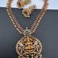 Goddess Lakshmi Red Kemp Green beads CZ Matte Finish Necklace