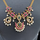 CZ Red Green Stone Chain Style Dainty Necklace