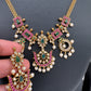 CZ Red Green Stone Chain Style Dainty Necklace