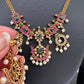 CZ Red Green Stone Chain Style Dainty Necklace