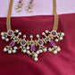 CZ Red Green Stone Chain Style Matte Finish Dainty Necklace