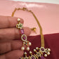 CZ Red Green Stone Chain Style Matte Finish Dainty Necklace