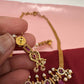 CZ Red Green Stone Chain Style Matte Finish Dainty Necklace