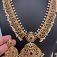 AD Red Green Multi Stone Peacock Floral Guttapusalu Necklace