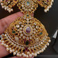 AD Red Green Multi Stone Peacock Floral Guttapusalu Necklace