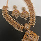AD Red Green Multi Stone Peacock Floral Guttapusalu Necklace
