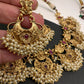 Lord Ganesha Red Kemp Cluster Pearls Neckline Necklace