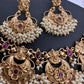 Lord Ganesha Red Kemp Cluster Pearls Neckline Necklace