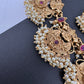 Lord Ganesha Red Kemp Cluster Pearls Neckline Necklace