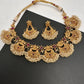 Lord Ganesha Red Kemp Cluster Pearls Neckline Necklace