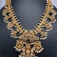 CZ Peacock Design Color Stone Matte Finish Guttapusalu Necklace - Green