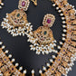 CZ Red Green Stone Rice Pearls Guttapusalu Necklace