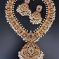 CZ Red Green Stone Rice Pearls Guttapusalu Necklace