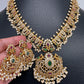 CZ Red Green Stone Peacock Design Guttapusalu Necklace