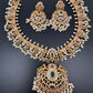 CZ Red Green Stone Peacock Design Guttapusalu Necklace