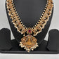 Goddess Lakshmi CZ Red Green Stone Rice Pearls Guttapusalu Necklace