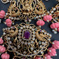 Goddess Lakshmi CZ Red Stone Pink Pumpkin beads Necklace