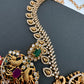 Goddess Lakshmi CZ Red Stone Pink Pumpkin beads Necklace