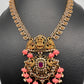 Goddess Lakshmi CZ Red Stone Pink Pumpkin beads Necklace