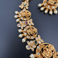Goddess Lakshmi AD Red Green Stone Necklace