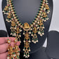 Dashavataram CZ Red Green Stone Rice Pearls Green Beads Guttapusalu Necklace