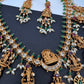 Dashavataram CZ Red Green Stone Rice Pearls Green Beads Guttapusalu Necklace