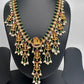Dashavataram CZ Red Green Stone Rice Pearls Green Beads Guttapusalu Necklace