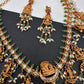 Dashavataram CZ Red Green Stone Rice Pearls Green Beads Guttapusalu Necklace