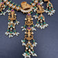 Dashavataram CZ Red Green Stone Rice Pearls Green Beads Guttapusalu Necklace