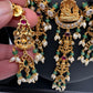 Dashavataram CZ Red Green Stone Rice Pearls Green Beads Guttapusalu Necklace