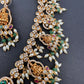Goddess Lakshmi CZ Red Green Stone Rice Pearls Guttapusalu Necklace
