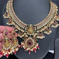 Goddess Lakshmi AD Red Kemp Red Beads Guttapusalu Necklace