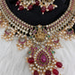 Goddess Lakshmi AD Red Kemp Red Beads Guttapusalu Necklace