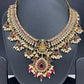 Goddess Lakshmi AD Red Kemp Red Beads Guttapusalu Necklace