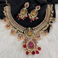 Goddess Lakshmi AD Red Kemp Red Beads Guttapusalu Necklace