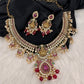 Goddess Lakshmi AD Red Kemp Red Beads Guttapusalu Necklace