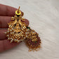 Goddess Lakshmi Peacock Red Green Stone Cluster Pearls Neckline Necklace