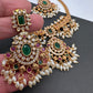CZ Red Green Stone Guttapusallu Chain Style Dainty Necklace