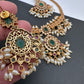 CZ Red Green Stone Guttapusallu Chain Style Dainty Necklace