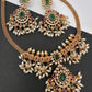 CZ Red Green Stone Guttapusallu Chain Style Dainty Necklace