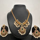 CZ Red Green Stone Guttapusallu Chain Style Dainty Necklace