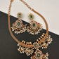 CZ Red Green Stone Guttapusallu Chain Style Dainty Necklace