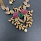 Peacock CZ Red Green Stone Chain Style Dainty Necklace