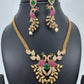 Peacock CZ Red Green Stone Chain Style Dainty Necklace