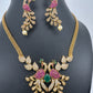 Peacock CZ Red Green Stone Chain Style Dainty Necklace