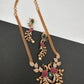Peacock CZ Red Green Stone Chain Style Dainty Necklace