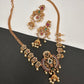 CZ Peacock Red Green Stone Chain Style Dainty Necklace
