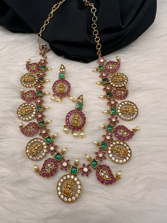 Mango Goddess Lakshmi Kempu Necklace