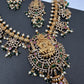 Goddess Lakshmi Multi Stones Green beads Short Guttapusalu Necklace